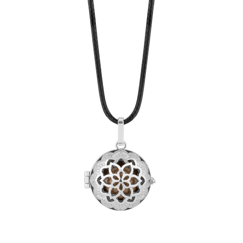 Slušivý náhrdelník s hnědou těhotenskou rolničkou Květ KVH18 Mummy Bell