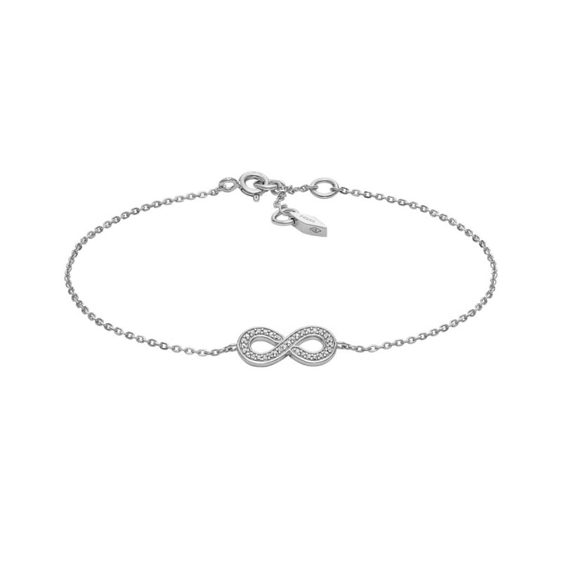 Nadčasový stříbrný náramek Nekonečno s krystaly JFS00633040 Fossil Nadčasový stříbrný náramek Nekonečno s krystaly JFS00633040 Fossil