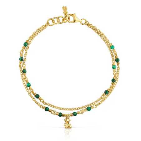 Dvojitý pozlacený náramek s malachitem Bold Bear 1003972400 Tous