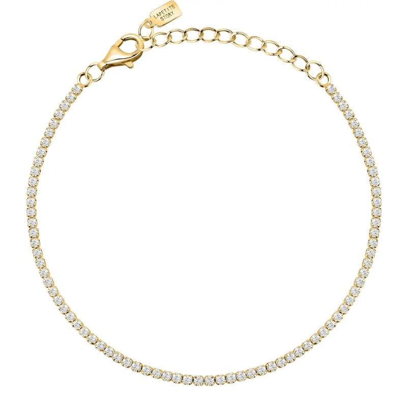 Pozlacený tenisový náramek s čirými zirkony Silver LPS05AWV34 La Petite Story