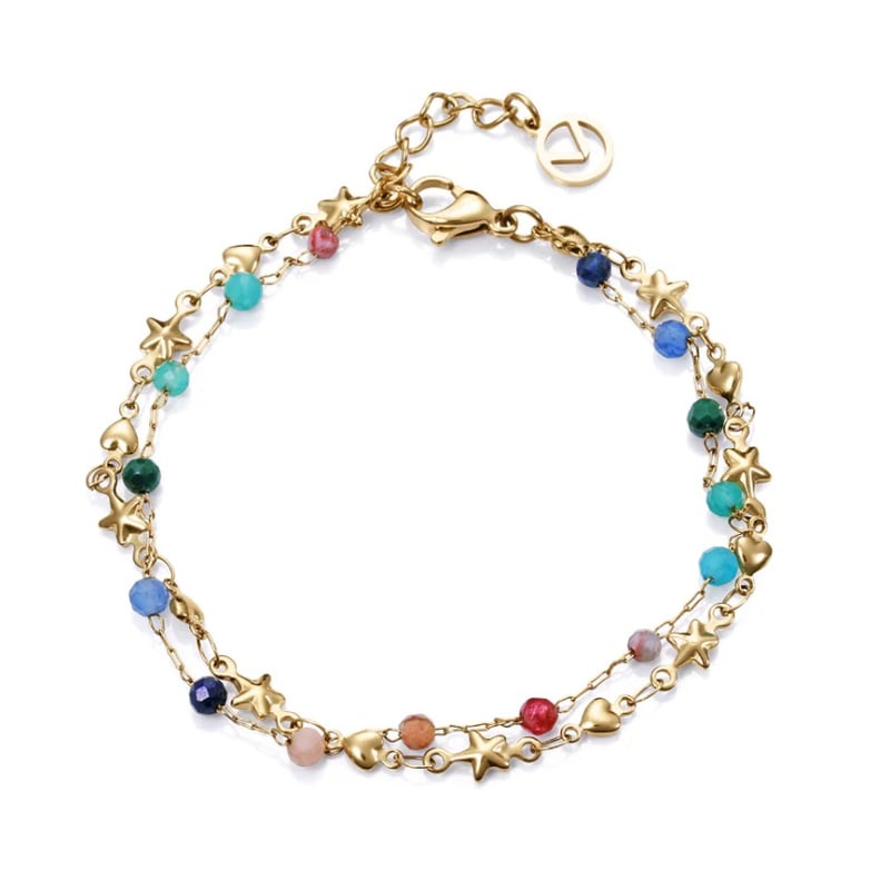 Dvojitý pozlacený náramek s korálky Kiss 14175P01019 Viceroy