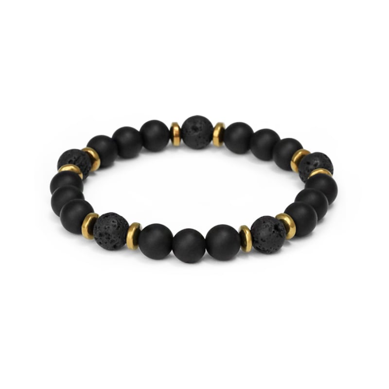 Korálkový náramek z onyxu, lávového kamene a hematitu MINK146/20 Agato