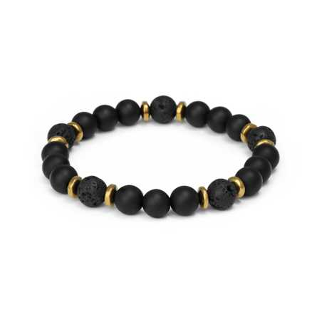 Korálkový náramek z onyxu, lávového kamene a hematitu MINK146/20 Agato