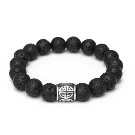 Korálkový náramek z lávového kamene MINK165/21 Agato