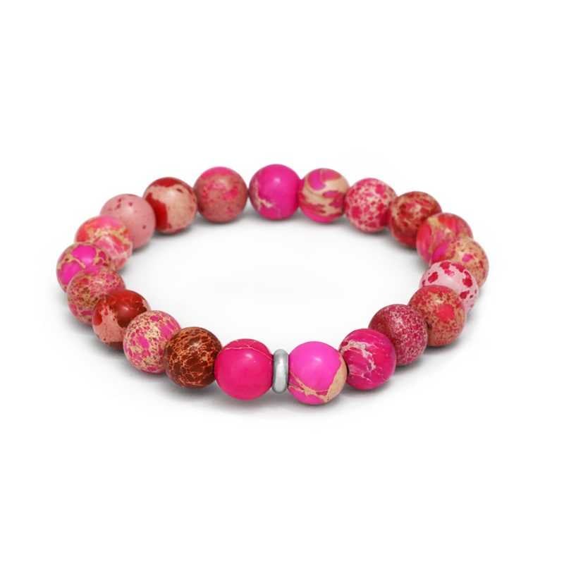 Korálkový náramek z růžového regalitu MINK167/17 Agato Korálkový náramek z růžového regalitu MINK167/17 Agato