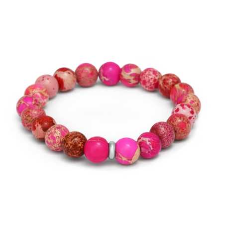 Korálkový náramek z růžového regalitu MINK167/17 Agato