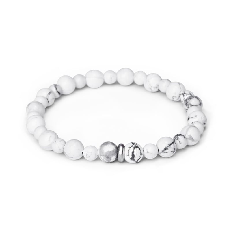 Korálkový náramek z bílého howlitu MINK156/17 Agato
