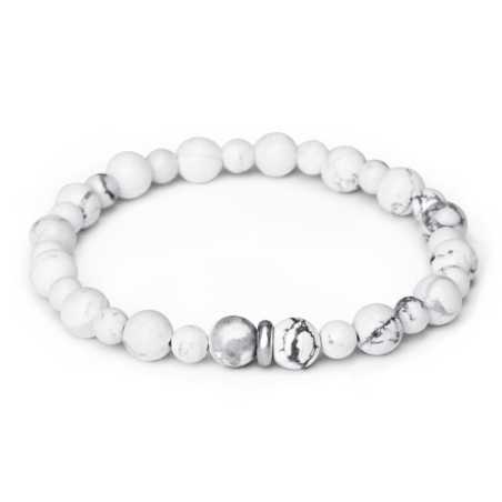 Korálkový náramek z bílého howlitu MINK156/17 Agato