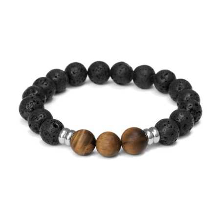 Korálkový náramek z lávového kamene a tygřího oka MINK160/20 Agato