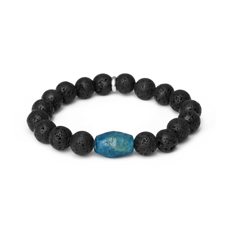 Korálkový náramek z lávového kamene a apatitu MINK161/20 Agato