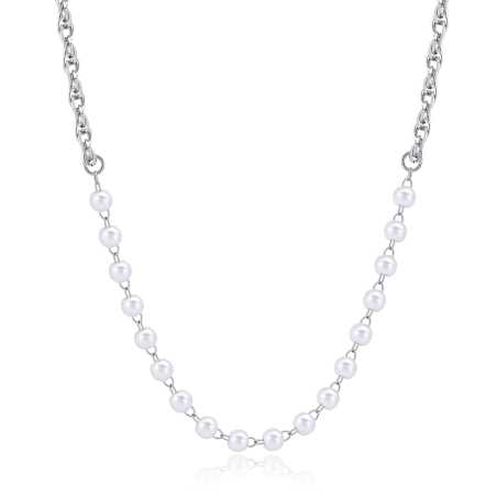 Půvabný ocelový náhrdelník s perlami Chunky SHK63 S Agapo