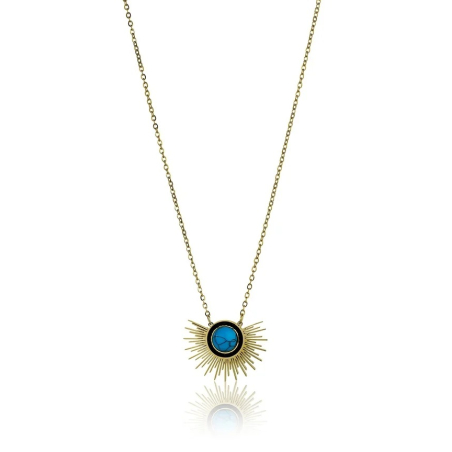 Propracovaný pozlacený náhrdelník s tyrkysem EWN23037G Emily Westwood