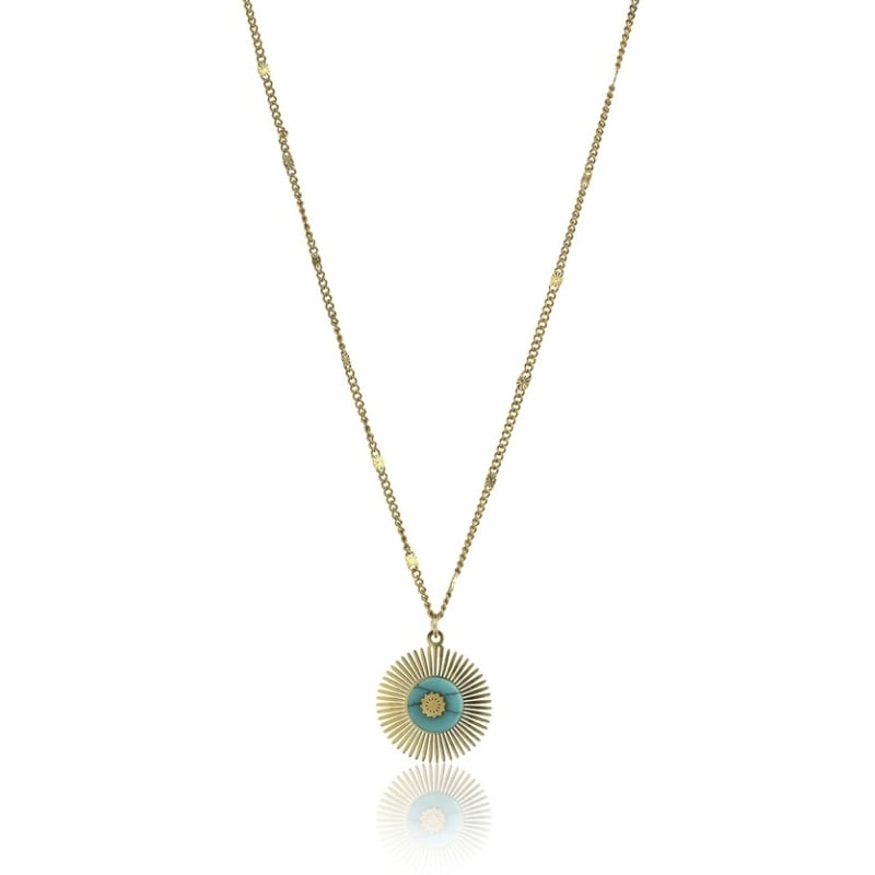 Jedinečný pozlacený náhrdelník s tyrkysem EWN23052G Emily Westwood