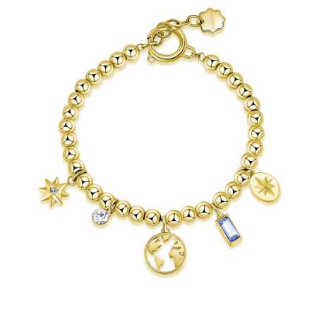 Pozlacený korálkový náramek s přívěsky Chakra BHKB119 Brosway