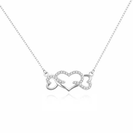 Něžný stříbrný náhrdelník se srdíčky AGS1569/47 Agato
