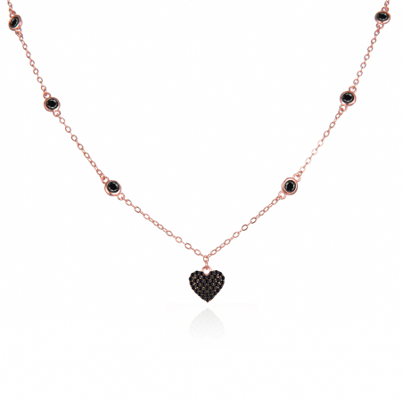 Stylový bronzový náhrdelník s černými zirkony AGS1583/47-BK-ROSE Agato