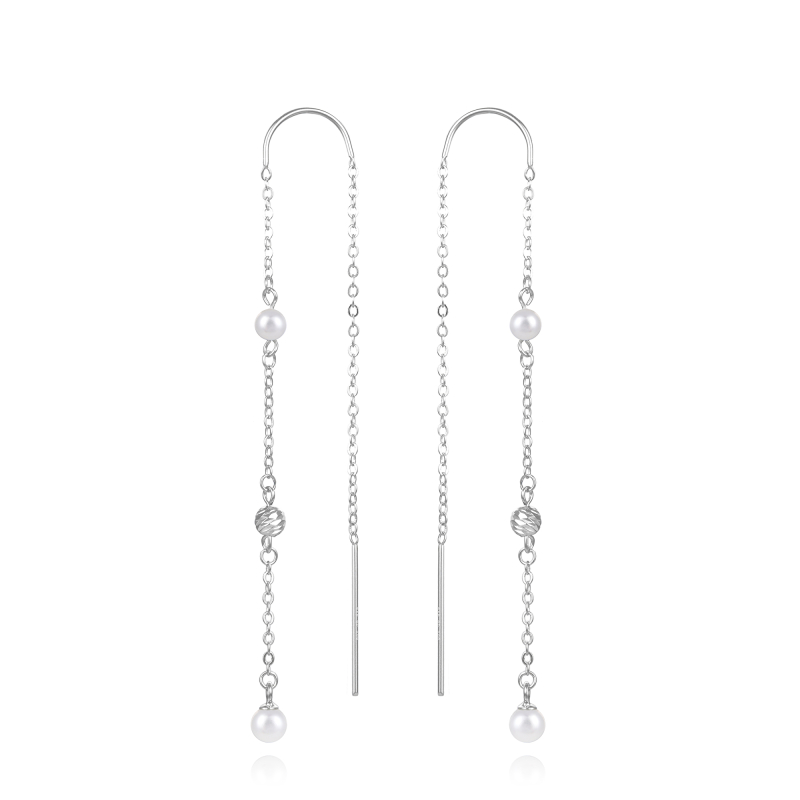 Dlouhé stříbrné náušnice s perlami AGUV3458P Agato