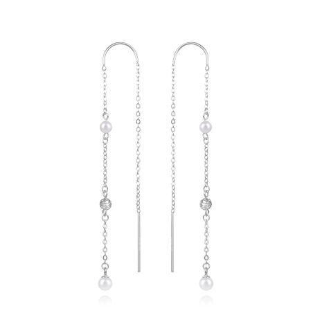 Dlouhé stříbrné náušnice s perlami AGUV3458P Agato