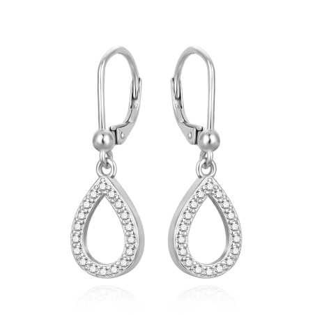 Slušivé stříbrné náušnice se zirkony AGUC3522 Agato