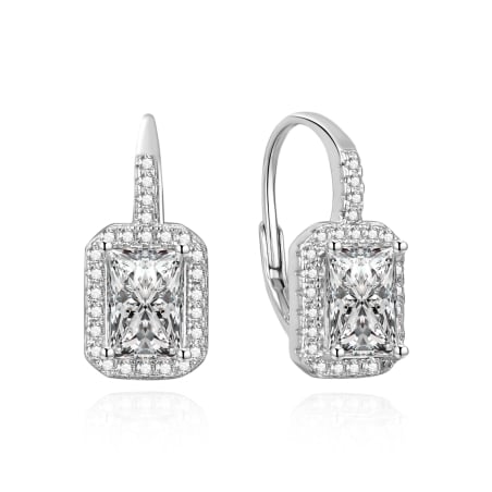 Třpytivé stříbrné náušnice se zirkony AGUC3525 Agato