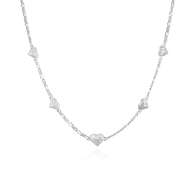 Třpytivý stříbrný náhrdelník se srdíčky AGS1545/47 Agato