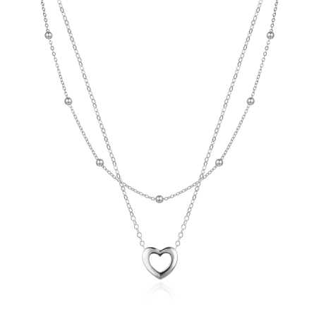 Dvojitý stříbrný náhrdelník se srdíčkem AGS1552 Agato