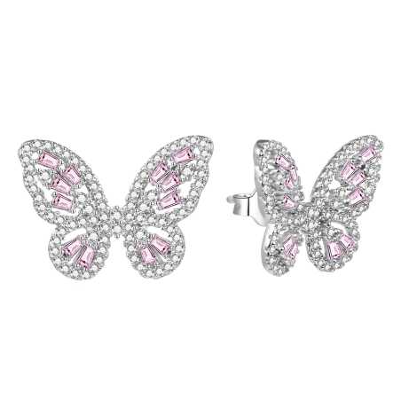 Krásné stříbrné náušnice Motýli AGUP3094-W/P Agato