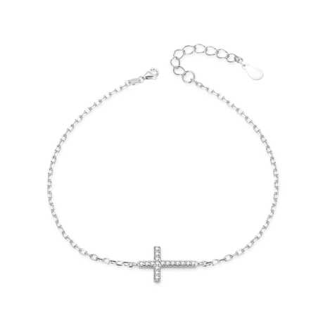 Slušivý stříbrný náramek Křížek AGB763/21 Agato