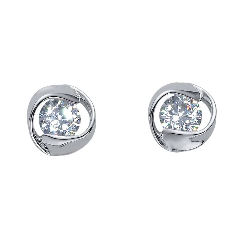 Moderní stříbrné náušnice pecky Outline 42207.WHI.S Crystalp
