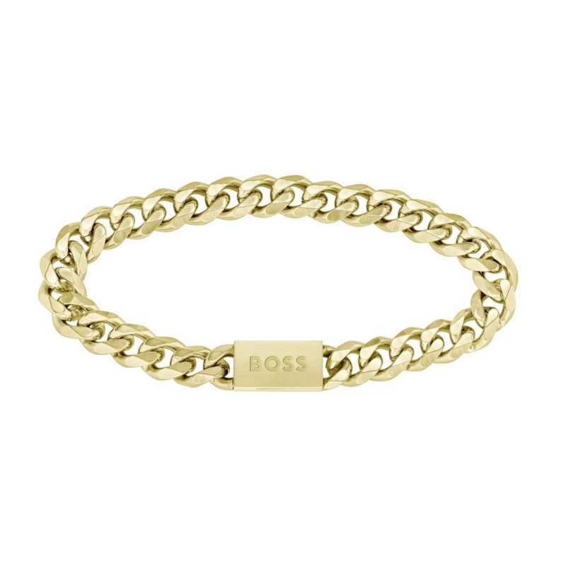 Stylový pozlacený náramek pro muže Chain Link 1580403 Hugo Boss / Délka: 19 cm Stylový pozlacený náramek pro muže Chain Link 1580403 Hugo Boss / Délka: 19 cm