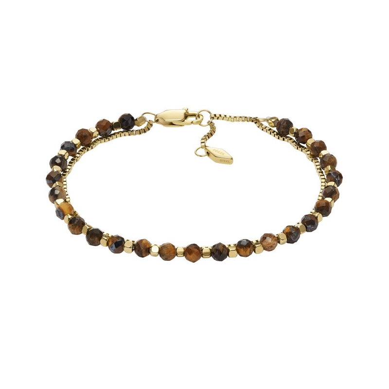 Překrásný pozlacený dvojitý náramek s korálky JF04683710 Fossil Překrásný pozlacený dvojitý náramek s korálky JF04683710 Fossil