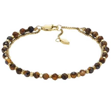 Překrásný pozlacený dvojitý náramek s korálky JF04683710 Fossil