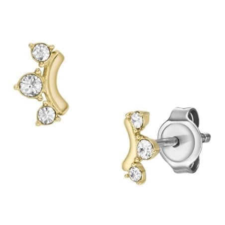 Slušivé pozlacené náušnice s krystaly JF04596710 Fossil