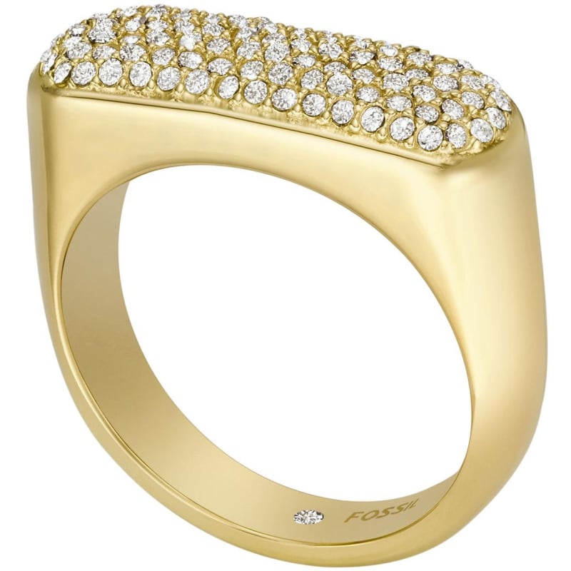 Elegantní pozlacený prsten s krystaly Vintage Twist JF04585710 Fossil / Obvod: 52 mm - 52 mm