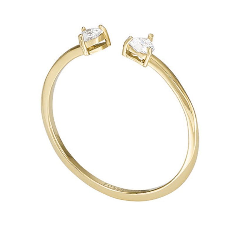 Něžný pozlacený otevřený prsten s krystaly JF04359710 Fossil / Obvod: 60 mm - 60 mm Něžný pozlacený otevřený prsten s krystaly JF04359710 Fossil / Obvod: 60 mm - 60 mm