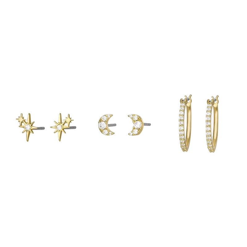 Půvabný set pozlacených náušnic Moon JGFTSET1050 Fossil Půvabný set pozlacených náušnic Moon JGFTSET1050 Fossil