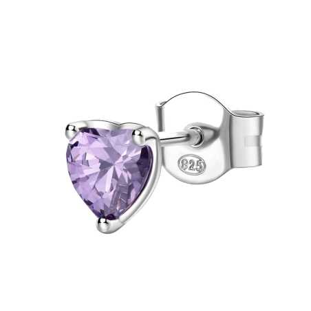 Stříbrná single náušnice Srdíčko Fancy Magic Purple FMP92 Brosway