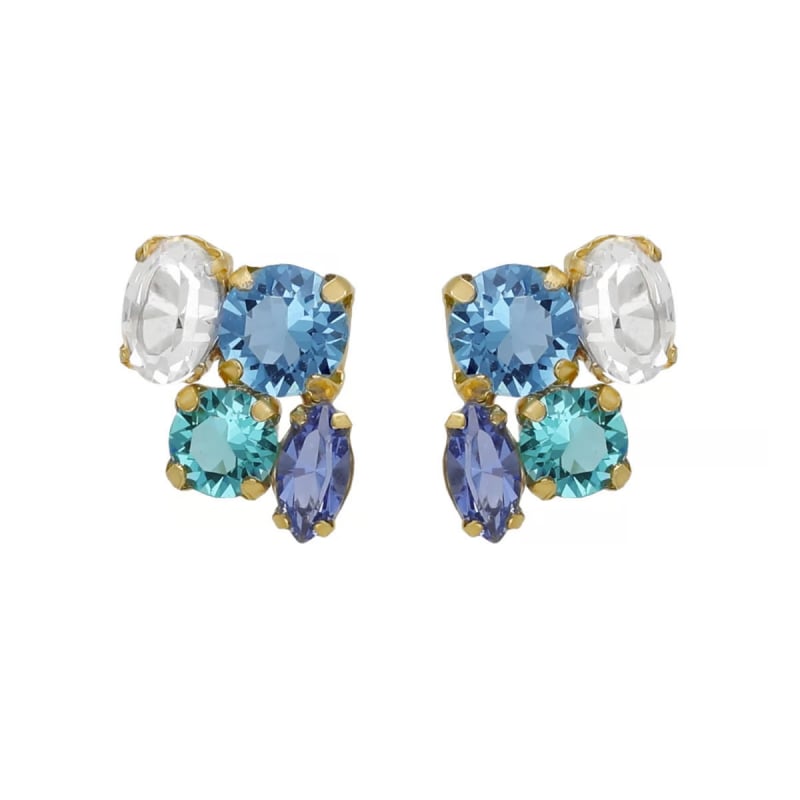 Módní pozlacené náušnice pecky s krystaly Lisbon A4792-MDT Victoria Cruz