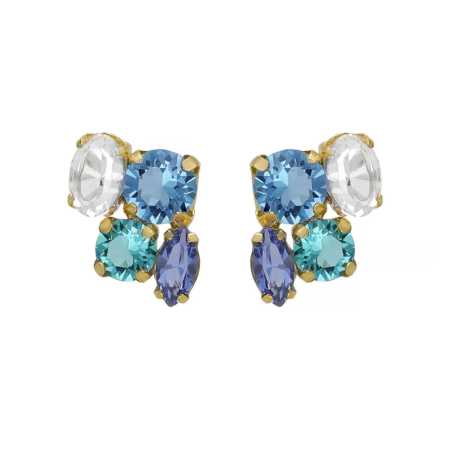 Módní pozlacené náušnice pecky s krystaly Lisbon A4792-MDT Victoria Cruz