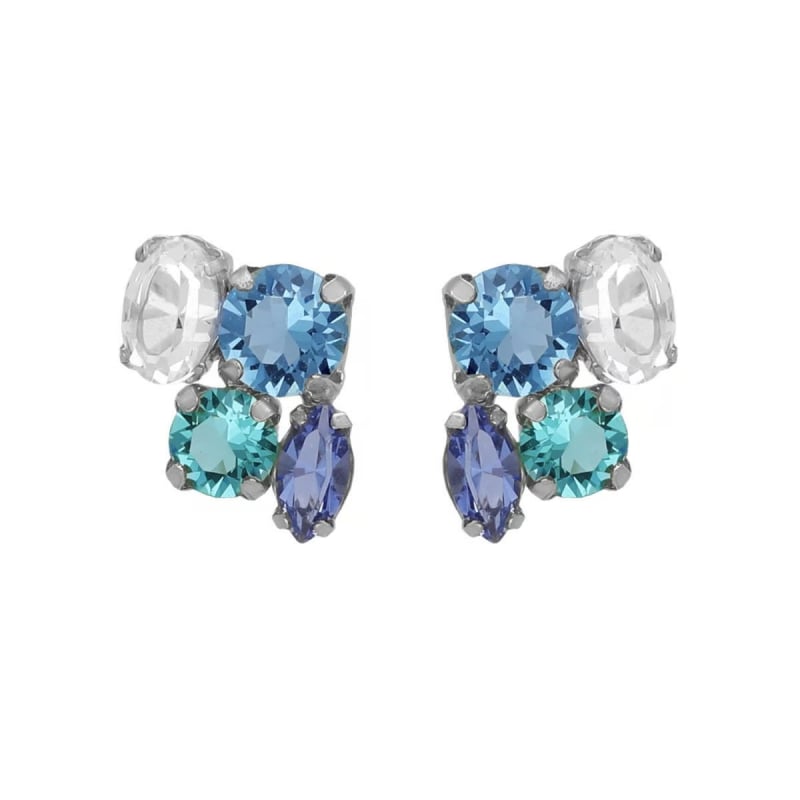 Módní stříbrné náušnice pecky s krystaly Lisbon A4792-MHT Victoria Cruz