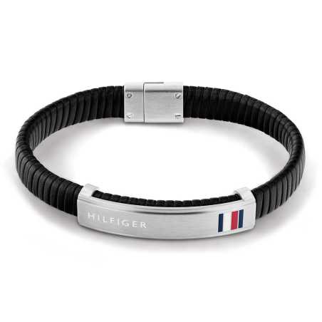 Moderní černý kožený náramek 2790349 Tommy Hilfiger