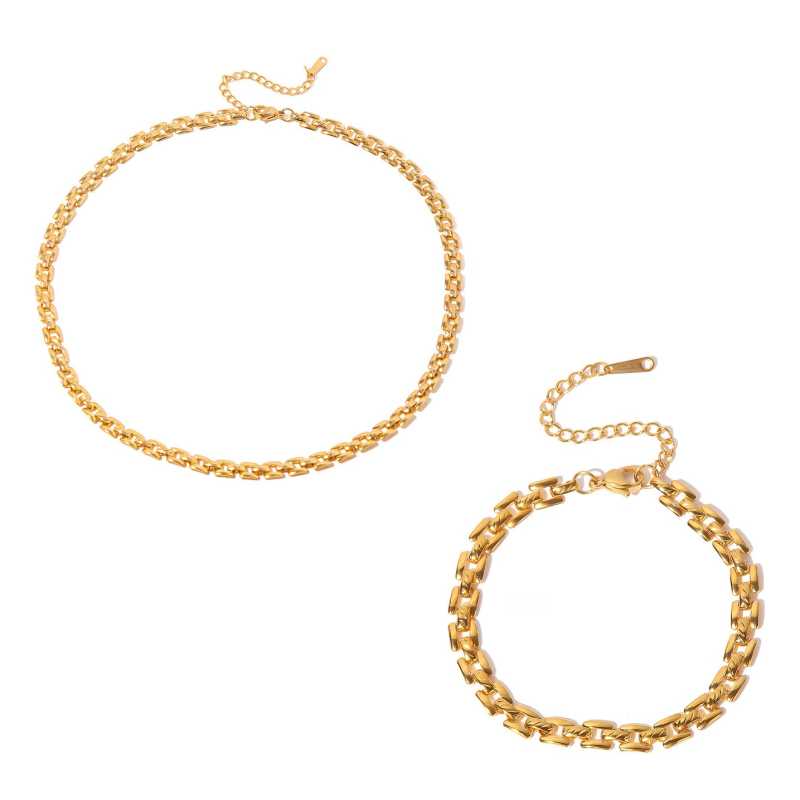 Elegantní dámská sada pozlacených šperků (náhrdelník, náramek) Troli Elegantní dámská sada pozlacených šperků (náhrdelník, náramek) Troli