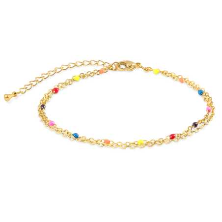 Pozlacený dvojitý náramek se smaltovými korálky Troli