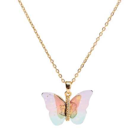 Pozlacený náhrdelník s duhovým motýlkem Troli