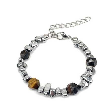 Korálkový náramek z oceli s tygřím okem Troli