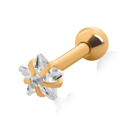 Pozlacená piercingová náušnice s krystalem Hvězdička Troli