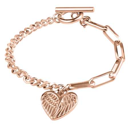 Designový růžově zlacený náramek s přívěskem Srdce Troli / Délka: 17 cm