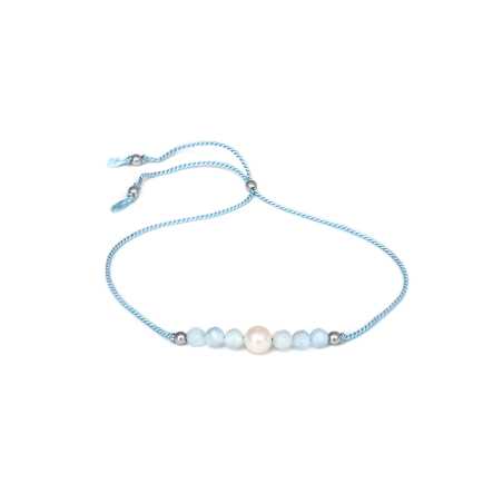 Šňůrkový náramek s akvamarínem a říční perlou HE06R3S-LB Agato