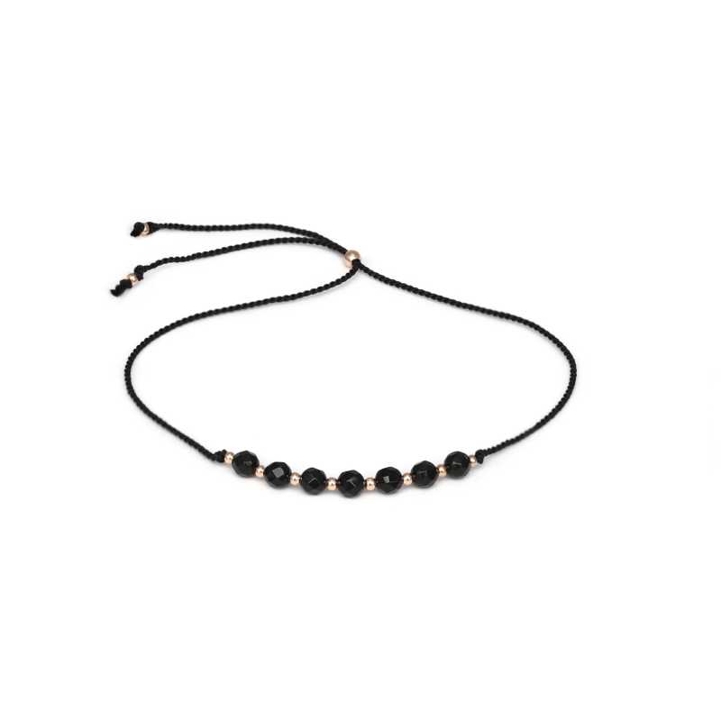 Šňůrkový náramek s korálky z onyxu HE32R3RG-BK Agato Šňůrkový náramek s korálky z onyxu HE32R3RG-BK Agato