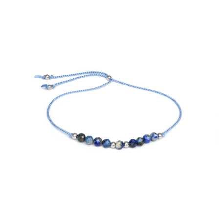 Šňůrkový náramek na nohu s korálky z lazuritu HE23N3S-BL Agato